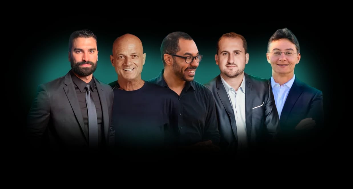 Professores das masterclasses: Guilherme Wohlke, Andreas Blazoudakis, Bruno Lessa, Huigor e Dario Jardim